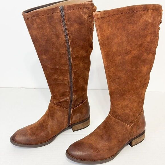 Born Hayden NWB Sz 8.5W Rust Tobacco Distressed Leather Knee High Boots - Picture 1 of 13